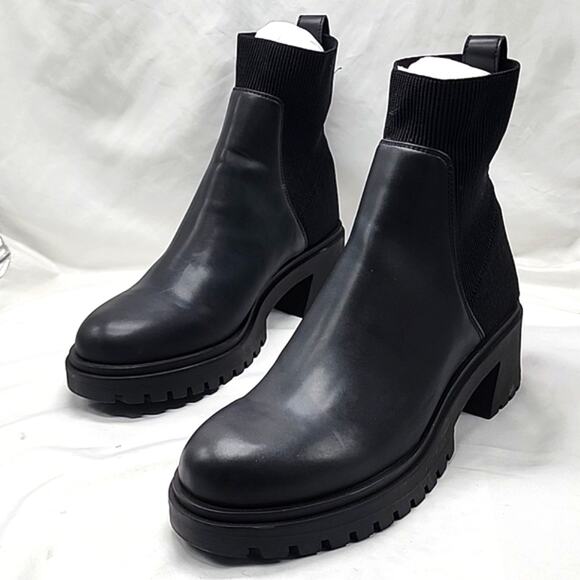 🚨NEW🚨STEVE MADDEN🚨 HOLLEY BLACK ANKLE CHUNKY CHELSEA BOOT LADIES 12 NWOB - Picture 16 of 16